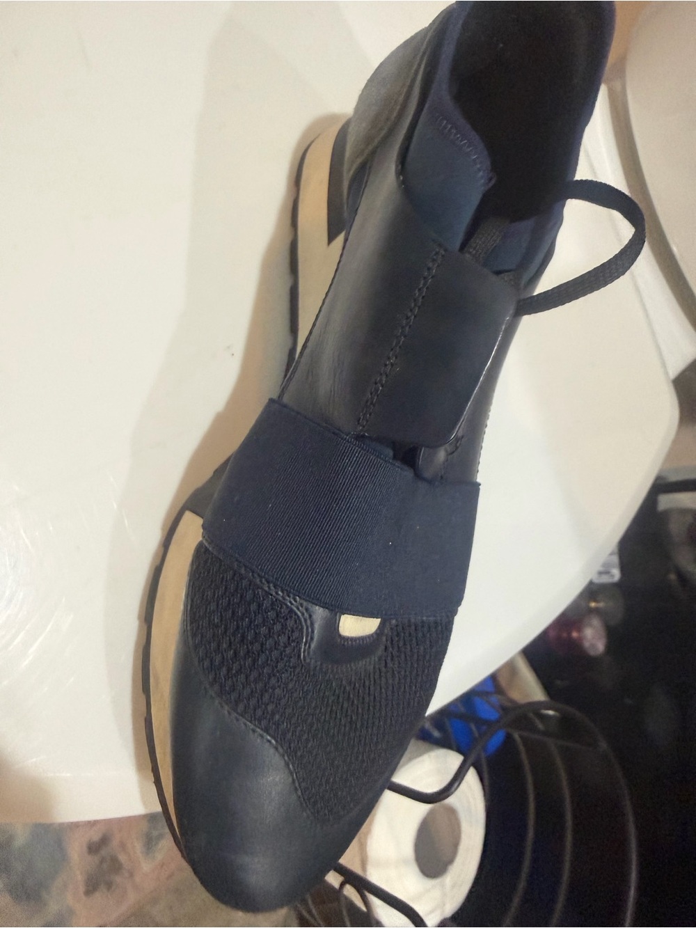 Balenciaga Men's Athletic Slip-On Sneaker in Black and Tan